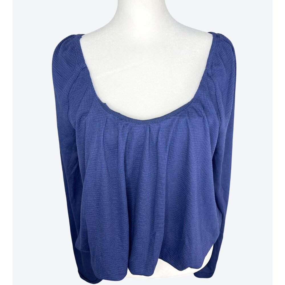 Free People Womens Bondi Thermal Long Sleeve Blouson True Blue Medium - Picture 4 of 16